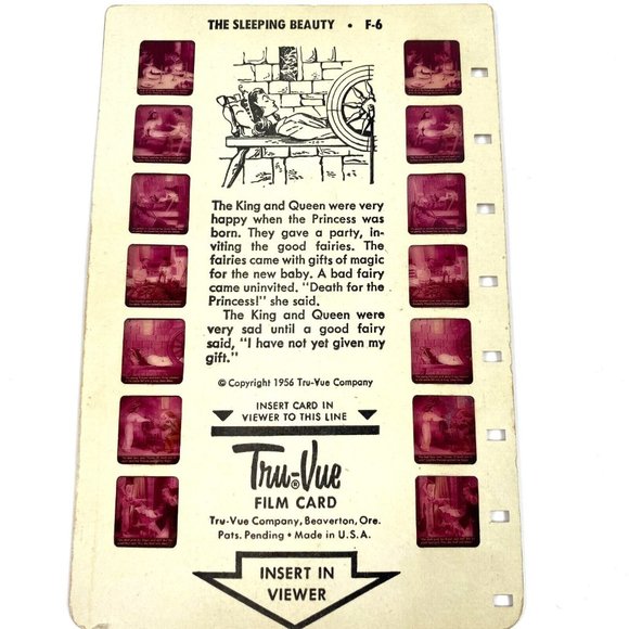Vintage Tru Vue Tru-Vue Film Card The Sleeping Beauty Fairy Tale Childrens F-6 - Picture 2 of 4